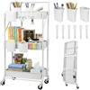 Amatic Carrello da cucina pieghevole a 3 ripiani, carrello da cucina, carrello da cucina, carrello da cucina, carrello da cucina, carrello per salone, bianco, 45 x 31 x 93 cm