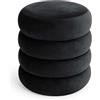 AKORD Pouf Contenitore Cilindrico in Velluto 42 cm SNUGGO, Sedia per Trucco per Soggiorno, Poggiapiedi, Ingresso, 42 x 44,5 x 42 cm Nero