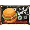 DekoNo7 Targa in metallo, 30 x 20 cm, stile vintage, con scritta Hot Burgers Fast Food Best in Town