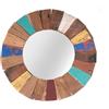DESIGN DELIGHTS Specchio da parete Poppy, in mogano, teak, 50 cm, colorato, rotondo, per corridoio, specchio in legno, specchio in teak, specchio rotondo