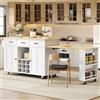 Henjda Isola da cucina, carrello da cucina con rotelle estraibili, con 3 cassetti e USB, presa elettrica, portabottiglie, per cucina, sala da pranzo, 136 x 223 x 50 x 93 cm