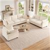 REXO 3-2-1 Set Divano Modulare Soggiorno Combinazione Divano in Ciniglia Moderno Design Imbottito 3 Posti + 2 Posti + Poltrona con Cuscino Beige