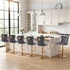 Relbiety Set 6 Sgabelli da bar Velluto Altezza Regolabile,Grigio Scuro Oro | Sgabelli Cucina Moderni con schienale testa di leone, Girevole 360°, Base Metallo dorato