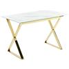 Beliani Tavolo da pranzo in vetro temperato bianco oro 120 x 70 cm gambe in metallo