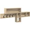 KPWENFBSL Appendiabiti da parete in rovere Sonoma, mensola da parete con ganci e 5 ripiani, pannello appendiabiti in legno per corridoio e ingresso, mensola moderna per corridoio, 100 x 12 x 43,5 cm