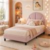 Quiaviank Letto imbottito 90 x 200 cm, Letto singolo con Testiera regolabile, Letto per bambini con rete a doghe e cassetto, senza materasso, Tessuto velluto