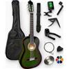 AMBRE Pack Chitarra Classica 4/4 (Adulto) + 10 Accessori (Custodia, Supporto da parete, Accordatore, Cinghia, Capotasto Archi, 6 plettri, Scatola, Manovella) + Corsi Video & CD (Verde, 4/4, Sinistra)