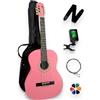 AMROVA Pacchetto Chitarra Classica 4/4 (Adulto) 10 Accessori Corte Video e CD (Rosa, 4/4, Sinistra)