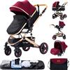 GLOKID Passeggini 3 in 1 cittadini passeggini combinati passeggino triciclo Baby Walker Passeggino Alto Paesaggio Passeggini pieghevoli Trolley Baby Carrozzina per 0-36 (530 Rosso)
