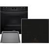 Siemens PQ222IA0BZ Set piano cottura da incasso HE271ABB4 Deep Black Inox + piano cottura a induzione EI631CFB1E + teglia aggiuntiva HZ631070