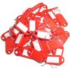 TOOLSTAR Etichette per chiavi, 100 pezzi, etichette identificative in plastica, etichette per chiavi, etichette con portachiavi, per bagagli, animali domestici, etichette per memory stick (rosso)