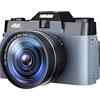 NGDVJEXPHUKS Videocamera, Obiettivo grandangolare 48MP Fotocamera digitale Fotografia Videocamera Vlog for webcam in streaming live Zoom 4K 16X Selfie(128G TF Card,CDR10 Grey-Lens)