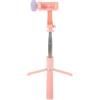 Mipcase Treppiede Selfie Stick Pieghevole con Luce, Palo Estensibile 1 M | Supporto per Telefono, Telecomando Incluso, Struttura in Acciaio Inox e Abs, Rosa
