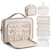 Prite Borsa da Toeletta da Viaggio Appendibile da Donna con Portagioie | Portatrucco, Beauty Case, Tasca Rimovibile, Due Misure, Pieghevole, Impermeabile, Pelle Vegana, Fodera in TPU Trasparente