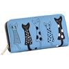GFM® Portafoglio da donna con motivo a papaveri e cani e gatti, Prs-cats-blu, S, Moderno