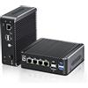 FakestarPC 12th Gen In④el N150(Upgraded N100, 4C/4T) 2.5G Soft Router 4X i226-V LAN 1*COM RJ45 4USB Fanless Mini PC Firewall Computer Type-C pf-Sense PVE ESXi,8GB DDR4 128GB NVMe