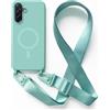 2NSPDRGNI Magnetica Cover con Collana Compatibile con Samsung Galaxy S24 / Galaxy S25,Case con Laccio per Il Collo Custodia con Cordino,Menta verde