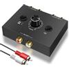BYZESTY RCA L/R Commutatore Audio Switch 2(1)-In-1(2)-Out, Interruttore Audio L/R Stereo Analogico con Controllo Del Volume, Switch Audio Stereo Bidirezionale per Ampli Cuffie PC Casse Altoparlanti Phono