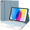 FOGARI Per iPad A16 11/10 Generazione 2025/2022 11/10.9 Pollici Cover Tastiera | Custodia Tastiera Bluetooth Rimovibile con Retroilluminazione 7 colori e Touchpad, Keyboard Wireless Portatile, Blu scuro