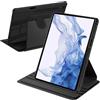 A-BEAUTY Custodia Rotante Compatibile con Samsung Galaxy Tab S8 Plus 2022 / S7 FE 2021 / S7 Plus 2020 12.4 Pollici, Antiurto Trasparente Cover, Auto Svegliati/Sonno, Nero