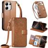 FERLAN Cover per Motorola Moto Edge 40 NEO 5G, Fiori Custodia a Libro Portafoglio Antiurto in Pelle PU Flip Case Interna Silicone con Porta Carte, Supporto, Chiusura Magnetica e Cinturino, Marrone