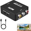 Wxuiqaz Mini convertitore AV RCA a HDMI 720P 1080P per Xbox 360 PS1 PS2 WII N64 Gamecube SNES NES PSP Lettore DVD e VHS Home Cinema, Adattatore RCA AV a HDMI Audio Video Stereo Plug and Play
