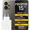 realme 15 5G Smartphone 5G, 12GB+256GB, Display 6.77 AMOLED 144Hz, Batteria 6600mAh, Fotocamera 50MP AI, IP68/IP69K Impermeabile, NFC, Dual SIM, Black