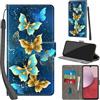 Haninsuze Cover per Samsung Galaxy A14 5G/4G, farfalla dorata | Pelle PU Portafoglio, Porta Carte, Magnetica, Libro, Antiurto Custodia