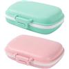 WUMZIRA Set di 2 Portapillole Settimanale, Porta Pillole 7 Giorni per Medicine e Vitamine, Organizzatore Pastiglie Tascabile da Viaggio, 7 Scomparti, Colori Rosa Grano e Blu Chiaro