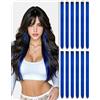 RUWISS Extension Capelli Blu Clip 12 Pezzi Colorati Posticci per Donna | 55 cm Extension Capelli Sintetici Colorati - Facili da Indossare, Resistenti, Perfette per Carnevale, Festa e Halloween