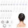 Poraceous Accessori per Capelli da Sposa con Fiori in Argento, Fascia per Capelli Sposa con Fiore di Vite (forcina a forma di U)