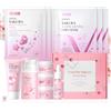 LAIKOU Sakura Skin Care Adolescente da Viaggio, 8 Pezzi Kit Pulizia Viso Ragazza, Kit Crema Viso Giorno e Notte, con Detergente Crema Contorno Occhi Siero Maschera Idratante e Maschera Collo (8pcs)