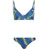 adidas Femme Padded Football-Inspired 2-Way Strap Triangle Bikini Set, Lucid Blue/Bold Green, 42