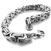 INBLUE Personalizzato 8mm Largo in Acciaio Inox Bizantino Catena Bracciale Incisione Foto/Testo con Cuore/Rotondo Ciondolo Bracciale Bizantino Moda Gioielli Regalo per Uomo