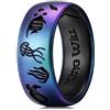 King Will Fede nuziale da uomo in silicone da 8 mm, fascia in silicone nero con interno galassia, motivo a X a doppio strato, comodo e flessibile per l'uso quotidiano, R 1/2, Silicone, Non pietra