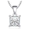 JewelryPalace 1ct Collana Solitario Donna Argento 925 con Creato Moissanite, Collana Ciondolo Pietra a Taglio Principessa con Catena Veneziana Maglia 45cm, Collane Pendenti Tre Ori Set Gioielli Donna