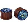 Calefee Dilatatori Lobo Legno, Flesh Tunnel Plug Orecchini Piercing con Brillantini 8mm a 20mm, Tappi per Orecchio 2 Pezzi