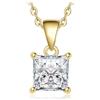 JewelryPalace 1ct Collana Solitario Donna Argento 925 con Creato Moissanite, Collana Ciondolo Pietra a Taglio Principessa con Catena Veneziana Maglia 45cm, Collane Pendenti Tre Ori Set Gioielli Donna