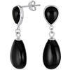 Bling Jewelry Orecchini pendenti classici semplici con doppia goccia delicata in autentico onice nero per donne in argento sterling .925