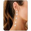 HANCAO Orecchini pendenti a clip con perle - Orecchini pendenti da donna con perle d'acqua dolce barocche AAA+ - Eleganti orecchini pendenti
