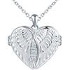 CONILOK Collana Foto Ciondolo Cuore Argento 925 Medaglione Portafoto Personalizzabile con Ali d'Angelo e Zirconi