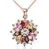 Yazilind Placcato Oro Rosa Brillante, con Pendente a Forma di Fiore con Zirconia cubica, Moda Gioielli Collana per Donne Ragazze