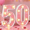 gobutend Decorazioni per il 50° compleanno, numeri luminosi a LED, luci per tenda rosa, targa numero 50 per ragazze, festa di compleanno, anniversario, decorazione per la casa