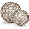 Gartenpirat Set di sfere decorative effetto rattan, Ø 30 cm e Ø 40 cm, luce bianca calda, filo di rame, con funzione timer per interni ed esterni