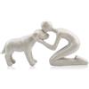 LOVIN PRODUCT Scultura Cane & Io, Regalo Ricordo, Arenaria | Graziosa Decorazione per Soggiorno, Regalo Perfetto per Chi Ama i Cani, Ideale per Mensola, Scrivania o Comodino