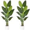 ZEEOZE 2Pz Pianta Artificiale Uccello del Paradiso 180cm Alta Finta Palma Tropicale Per Interno Esterno con 13 Foglie Banano Albero Finto da Interno con Aaso Bianco Per Giardino Ufficio Decorazione