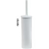 Gedy Taipei Scopino Bagno WC da Muro in Acciaio Inox Finitura Bianca Opaco, Ciuffo in Setole Nere in Nylon, Scopino WC Sospeso Fissaggio con Viti, Scopino WC da Muro con Tazza Interna Estraibile