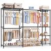 Himimi Stand Appendiabiti con 6 Ripiani, Asta Appendiabiti Estensibile | Metallo Armadio Aperto Carico Pesante 450kg, Cabina Armadio Stabile e Robusta, (182-240)xH198 cm per Camera da Letto, Nero