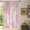 Mexpekil Tenda trasparente a 1 pannello, con motivo a righe in marmo rosa e oro, con tasca per asta, per soggiorno, camera da letto, ufficio, finestra, in voile, 140 x 198 cm