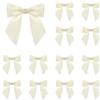 QUARKZMAN 30Pz Pre-Annodati Mini Fiocco di Nastro 4.5 Fascette Twist Fiocchetti Regalo Raso Multicolori Piccoli per Artigianato Caramelle Decorazioni Natalizi Feste Sacchetti, Bianco Latte